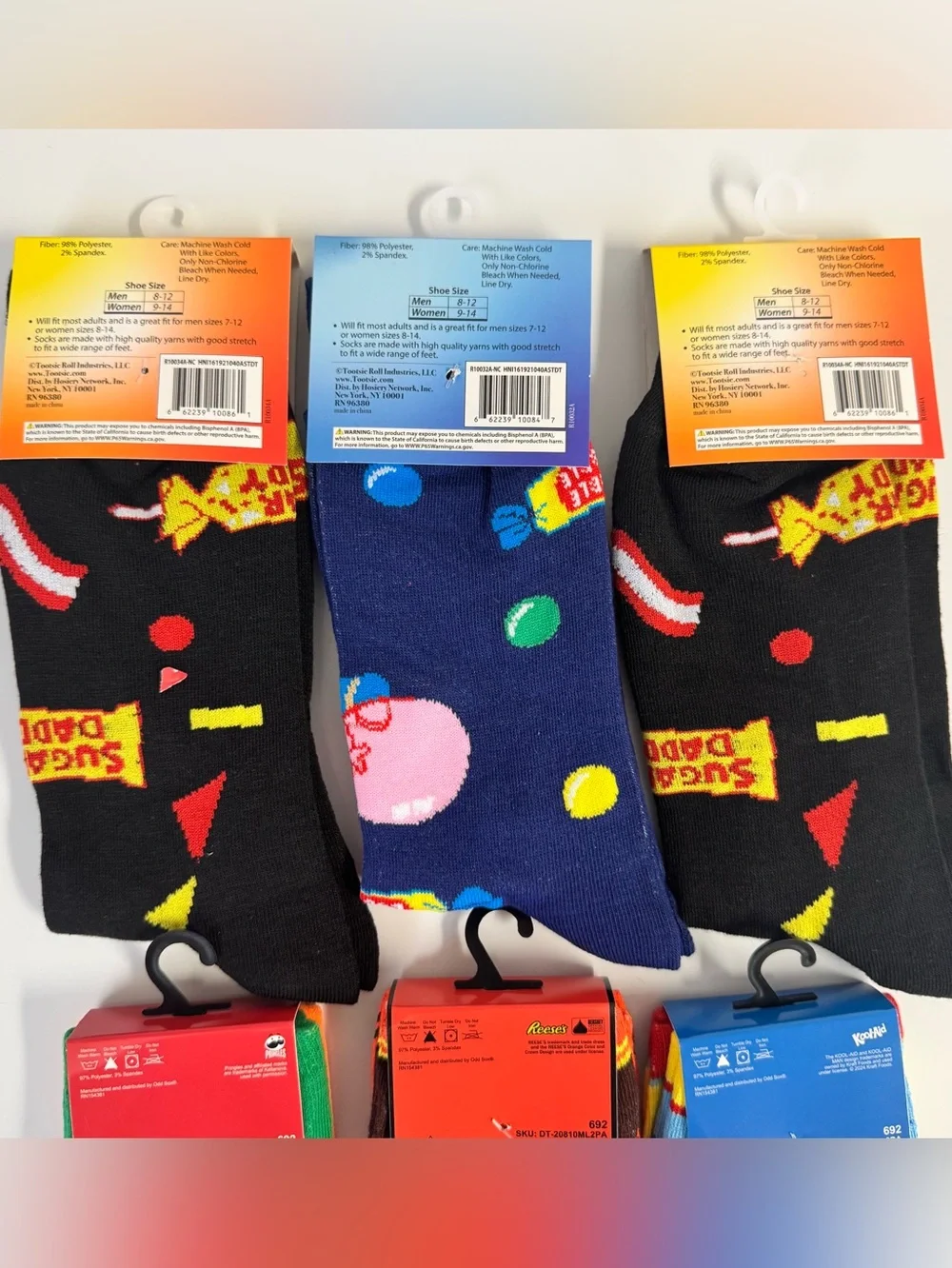Novelty Socks & Sour Patch Lip Balm Lot Pringles Reese’s Sugar Daddy Tipsy Elves